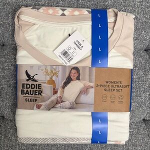 Eddie Bauer Women's Cream and Pink Ultra-Soft Pajama Set